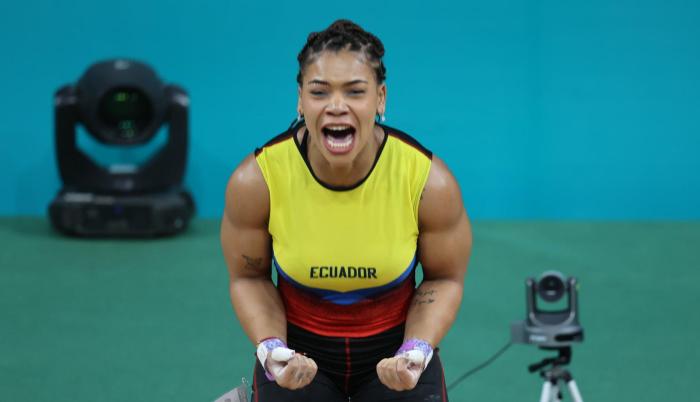 6535d65800a81.r d.600 481 3763 Angie Palacios nuestra pesista ecuatoriana ganó como mejor halterista en a division 71 Kg. Sumando un total de 253 Kg levantados teniendo un arranque de 118 y 135 en envión así se pudo proclamar ganadora de la Medalla de Oro dentro de los Juegos Panamericanos de Santiago 2023.