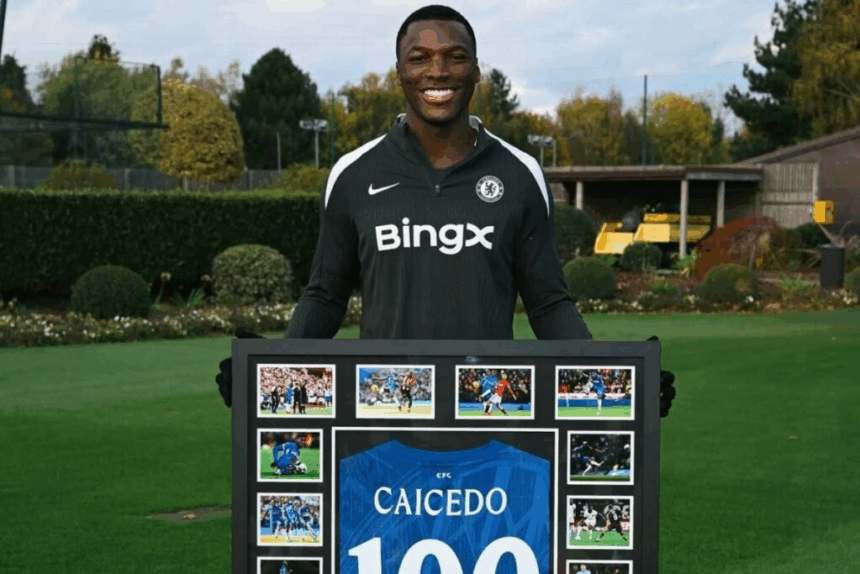 image 28 El mediocampista ecuatoriano Moisés Caicedo fue homenajeado por el Chelsea FC tras alcanzar la cifra de 100 partidos disputados con el club londinense, un hito que refleja su constancia, entrega y protagonismo en la Premier League.