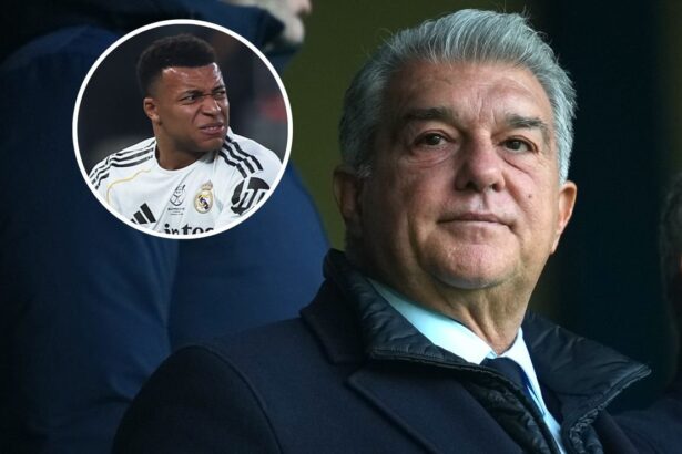 Joan Laporta le apunta a Kylian Mbappe por su reac 1 El presidente del FC Barcelona, Joan Laporta, criticó duramente la falta de deportividad de Kylian Mbappé y el Real Madrid al no realizar el pasillo de honor.