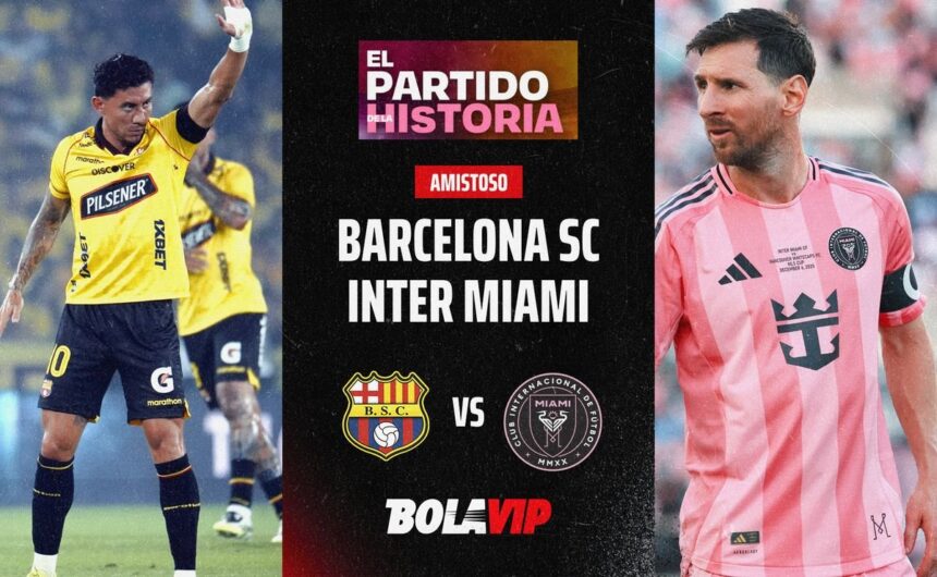 EN VIVO Y GRATIS Barcelona SC vs Inter Miami por No te pierdas el histórico enfrentamiento entre Barcelona SC y el Inter Miami. Sigue aquí todos los detalles y las mejores jugadas en vivo.