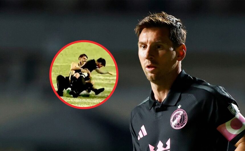 Toda Argentina consternada porque Messi casi es le Durante un amistoso del Inter Miami, un guardia de seguridad derribó accidentalmente a Lionel Messi mientras intentaba detener a un aficionado en la cancha.