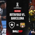 EN VIVO Y GRATIS Botafogo vs. Barcelona por la fas Barcelona SC busca sellar su clasificación a la fase de grupos enfrentando a Botafogo en un choque electrizante por la Fase 3 de la Copa Libertadores.